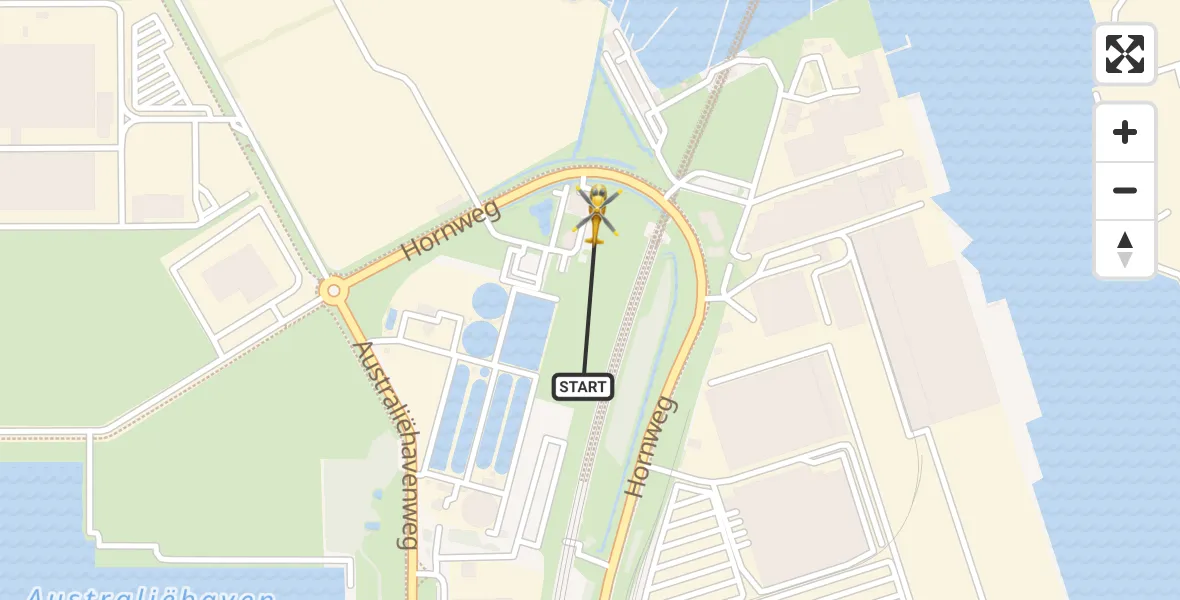 Vluchtroute Traumahelikopter Amsterdam Heliport - Amsterdam Heliport, 07 januari 2024, 20:23