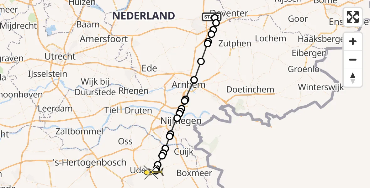 Routekaart van de vlucht: Lifeliner 3 naar Vliegbasis Volkel