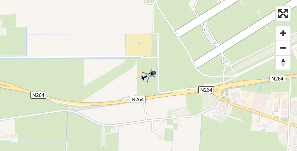 Vluchtroute Politiehelikopter van Vliegbasis Volkel naar Vliegbasis Volkel