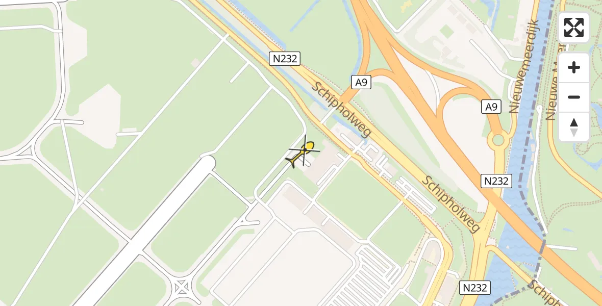Routekaart van de vlucht: Politiehelikopter naar Schiphol