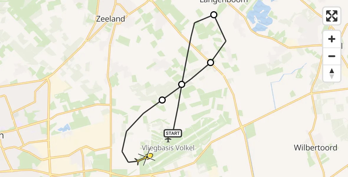 Routekaart van de vlucht: Lifeliner 3 naar Vliegbasis Volkel