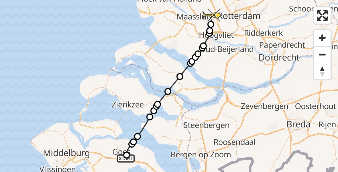 Routekaart van de vlucht: Lifeliner 2 naar Vlaardingen