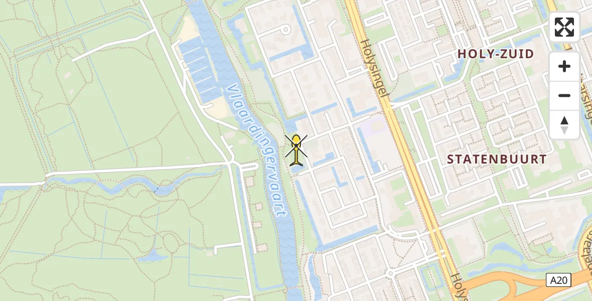 Routekaart van de vlucht: Traumahelikopter naar Vlaardingen