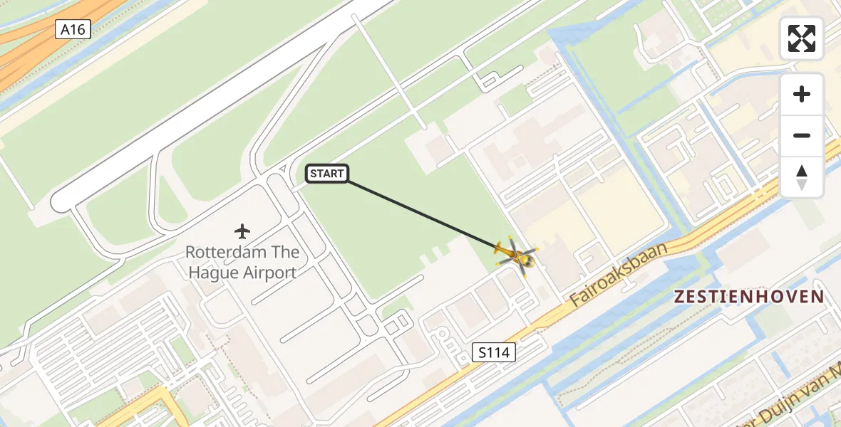 Vluchtroute Traumahelikopter Rotterdam The Hague Airport - Rotterdam The Hague Airport, 08 januari 2024, 08:28