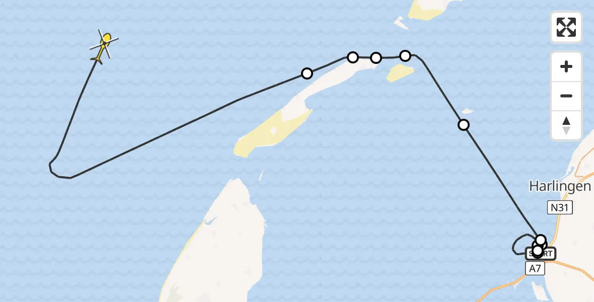 Vluchtroute Kustwachthelikopter van Zurich naar 