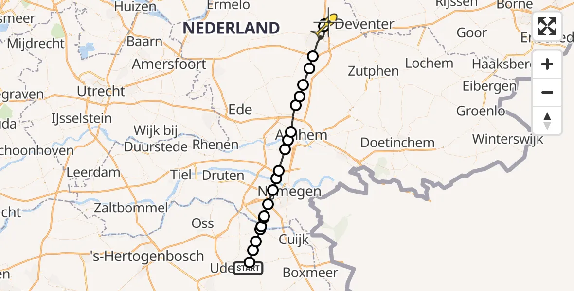 Routekaart van de vlucht: Lifeliner 3 naar Apeldoorn