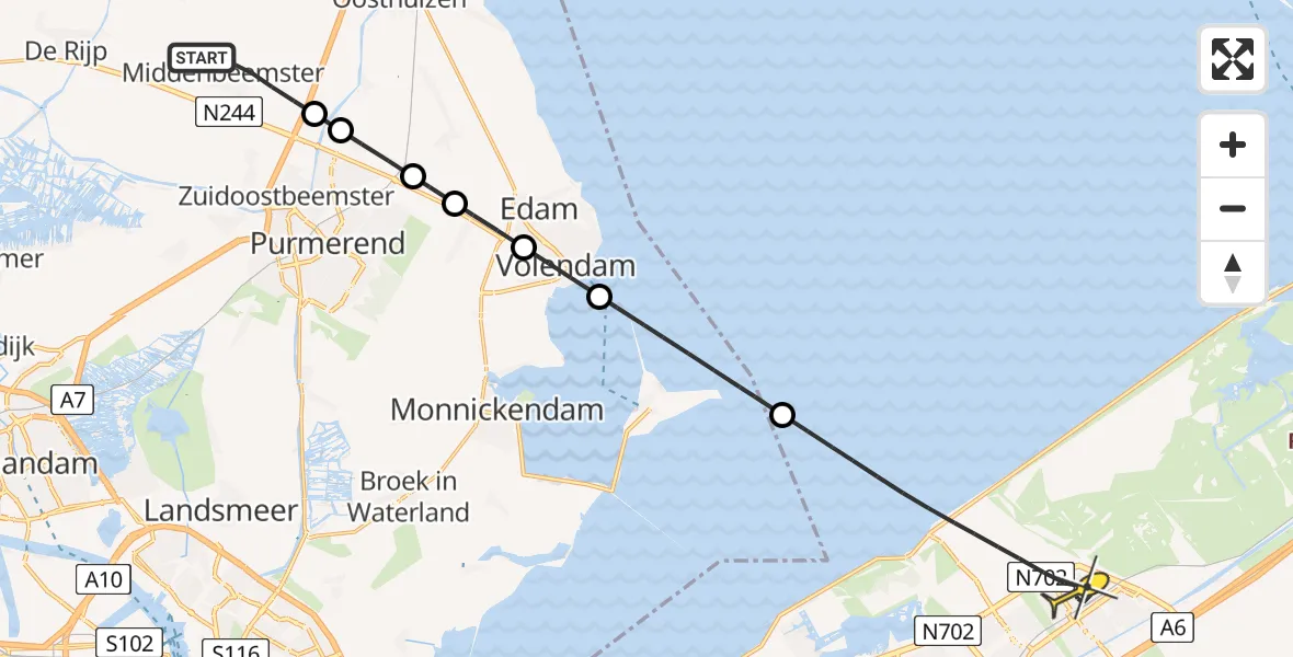 Routekaart van de vlucht: Lifeliner 1 naar Almere