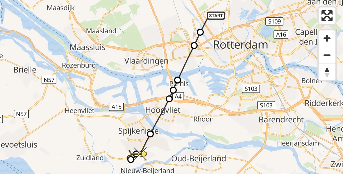 Routekaart van de vlucht: Lifeliner 2 naar Spijkenisse