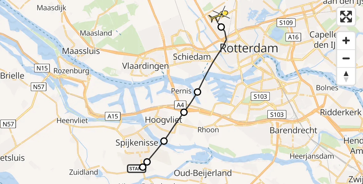 Routekaart van de vlucht: Lifeliner 2 naar Rotterdam The Hague Airport