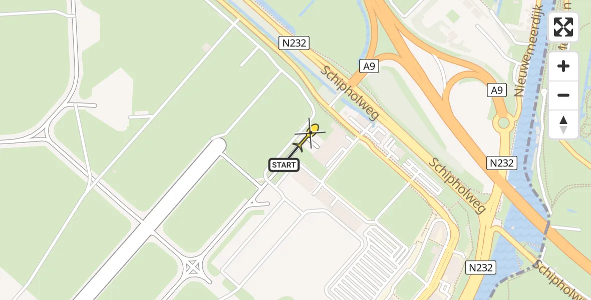 Vluchtroute Politiehelikopter van Schiphol naar Schiphol
