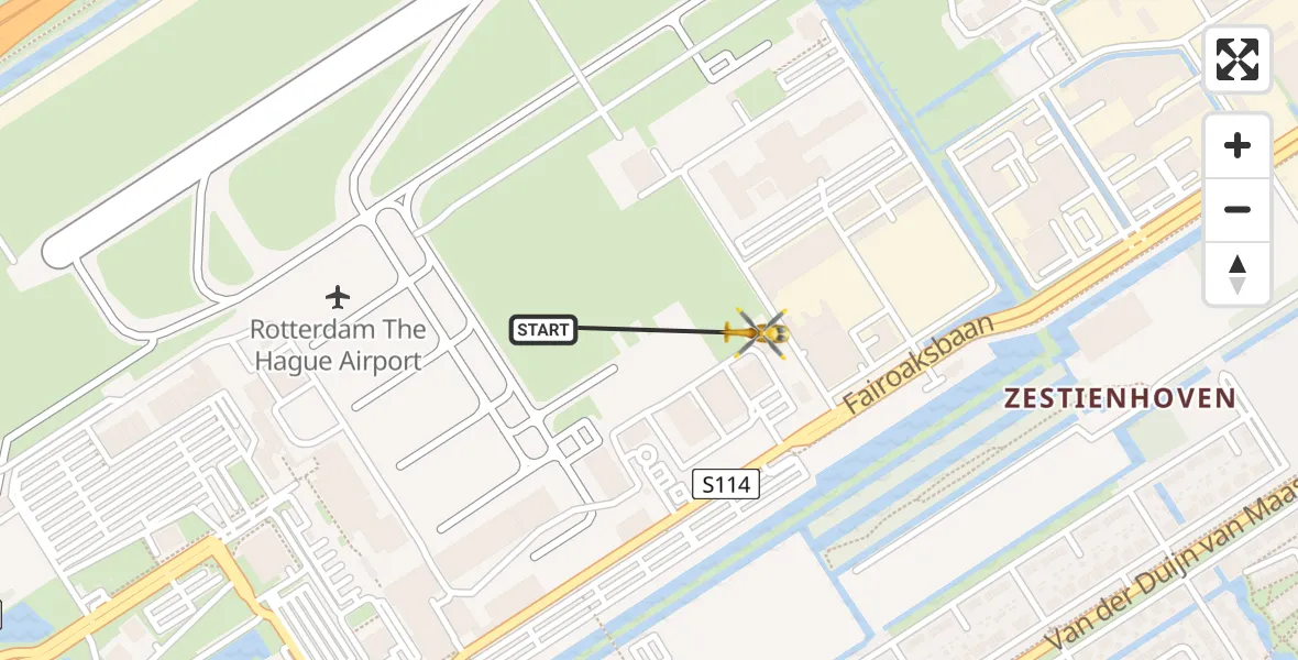 Vluchtroute Traumahelikopter Rotterdam The Hague Airport - Rotterdam The Hague Airport, 08 januari 2024, 12:22