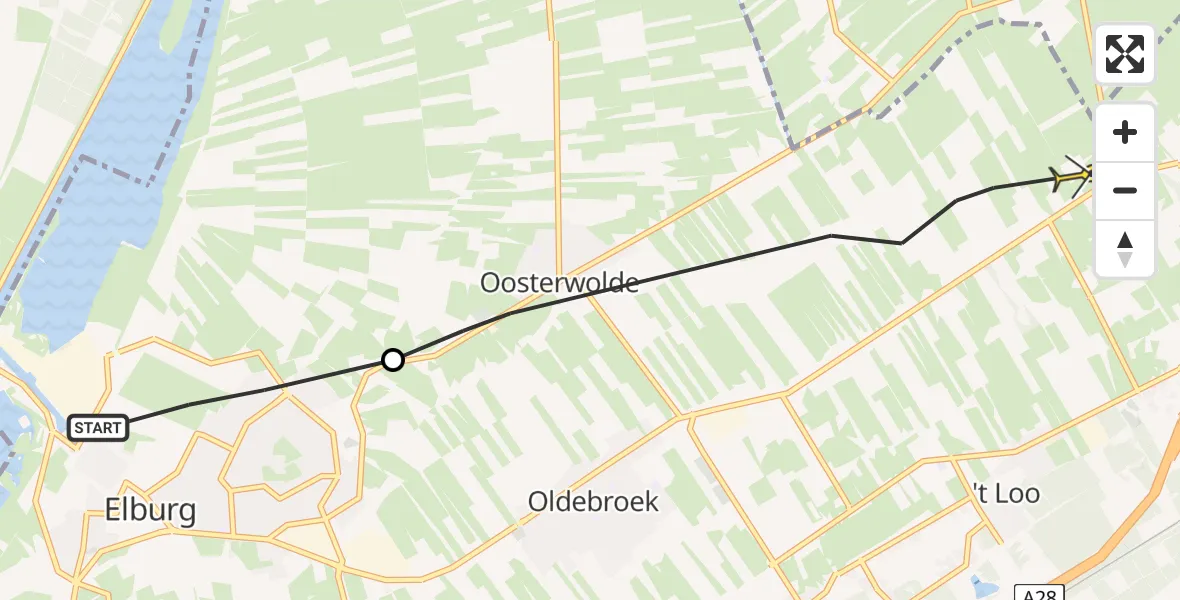 Routekaart van de vlucht: Ambulancehelikopter naar Wezep