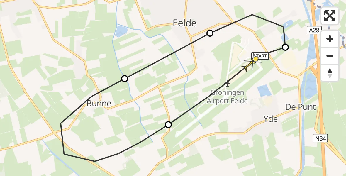 Routekaart van de vlucht: Lifeliner 4 naar Groningen Airport Eelde