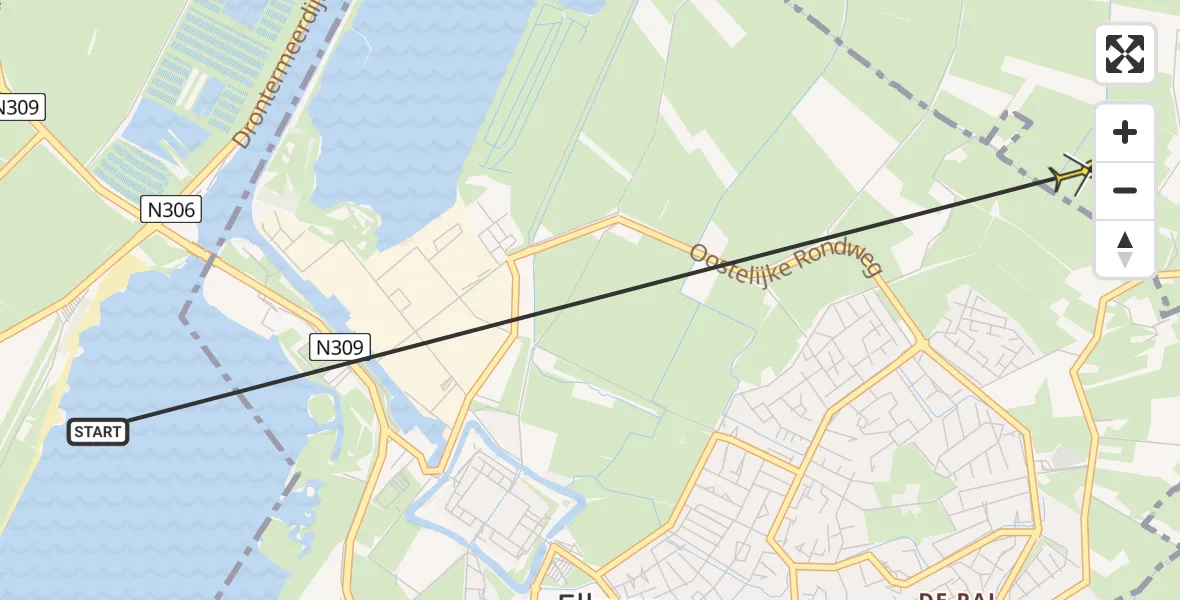 Routekaart van de vlucht: Ambulancehelikopter naar Oosterwolde Gld