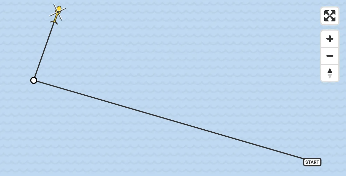 Routekaart van de vlucht: Kustwachthelikopter naar 