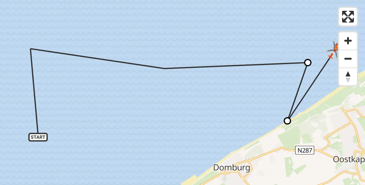 Vluchtroute Kustwachthelikopter Vlissingen - , 08 januari 2024, 14:55
