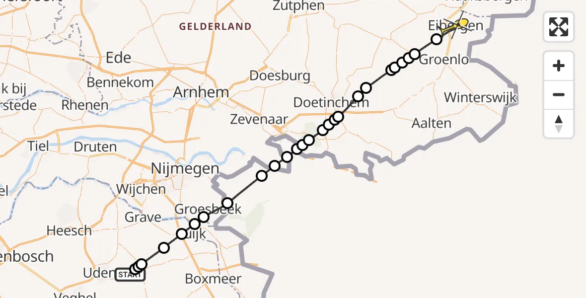 Routekaart van de vlucht: Lifeliner 3 naar Eibergen