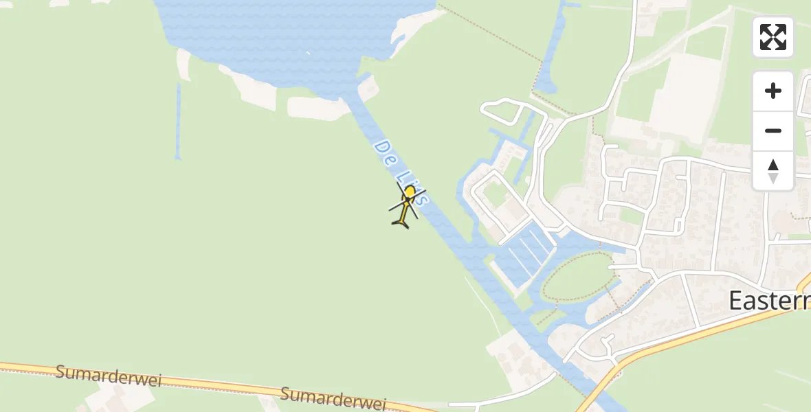 Routekaart van de vlucht: Ambulancehelikopter naar Eastermar