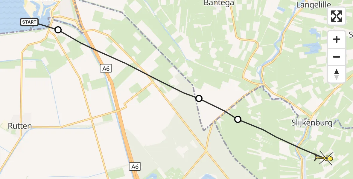 Routekaart van de vlucht: Ambulancehelikopter naar Kuinre