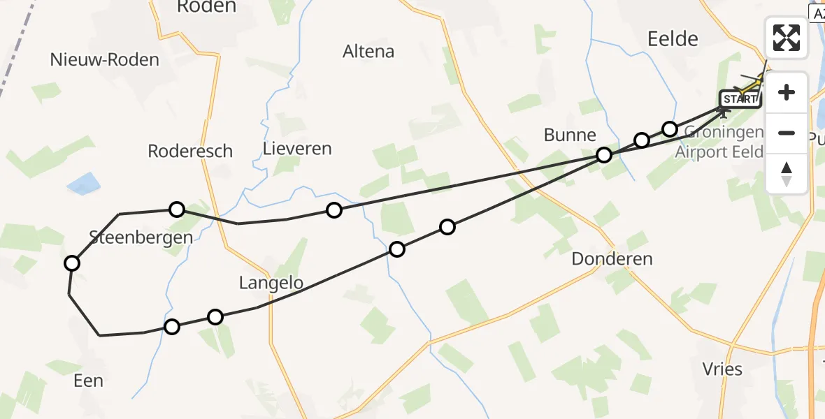 Routekaart van de vlucht: Lifeliner 4 naar Groningen Airport Eelde