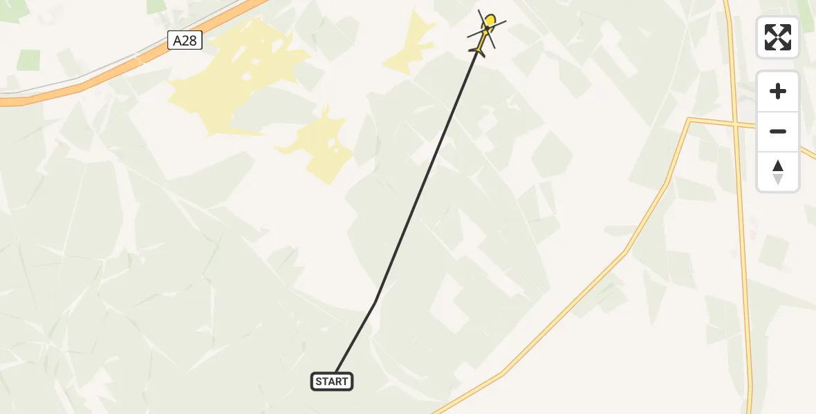 Routekaart van de vlucht: Ambulanceheli naar Hulshorst