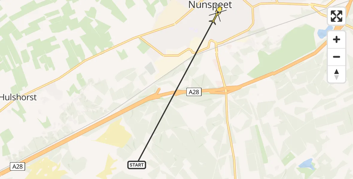 Routekaart van de vlucht: Ambulancehelikopter naar Nunspeet