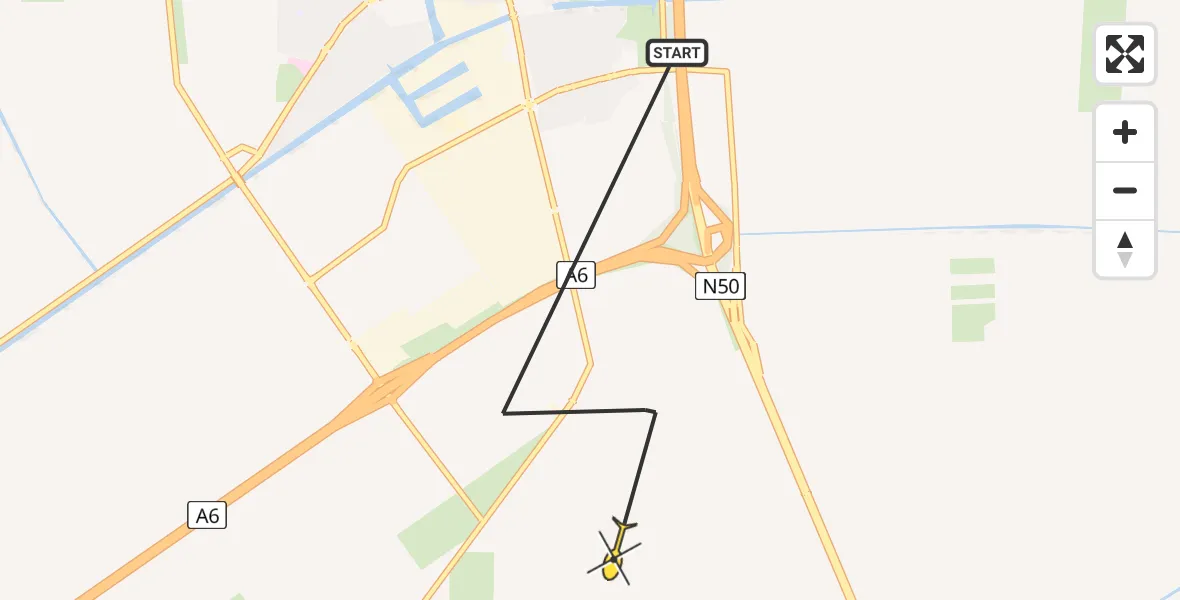 Routekaart van de vlucht: Ambulanceheli naar Nagele