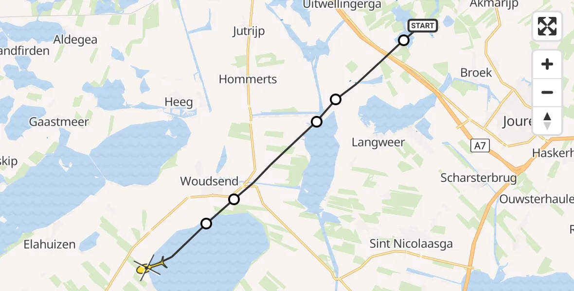 Routekaart van de vlucht: Ambulanceheli naar Balk