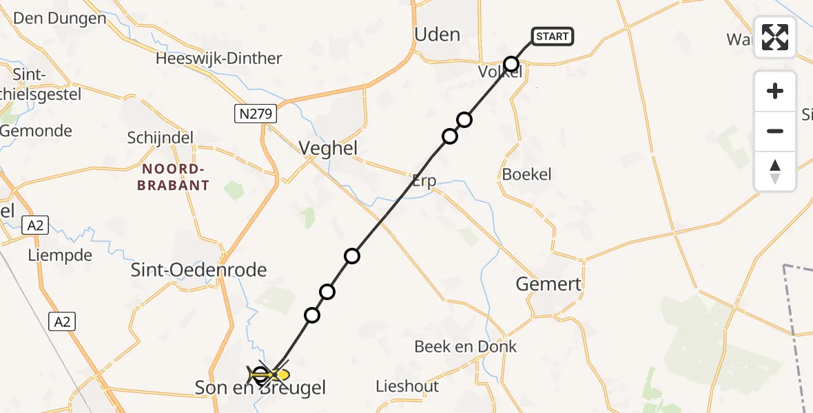 Routekaart van de vlucht: Lifeliner 3 naar Sint-Oedenrode