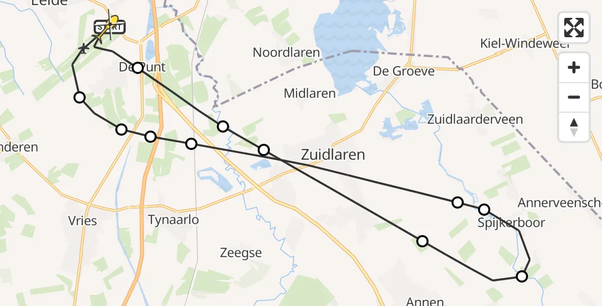 Routekaart van de vlucht: Lifeliner 4 naar Groningen Airport Eelde