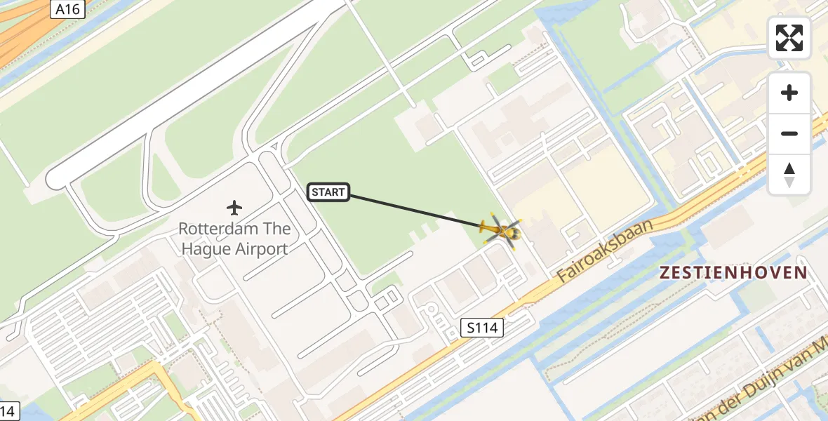 Vluchtroute Traumahelikopter Rotterdam The Hague Airport - Rotterdam The Hague Airport, 09 januari 2024, 10:15