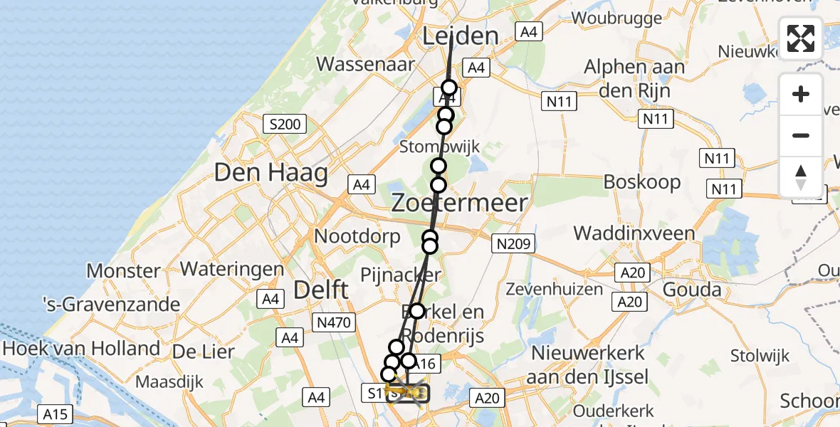 Vluchtroute Traumahelikopter Rotterdam The Hague Airport - Rotterdam The Hague Airport, 09 januari 2024, 11:43