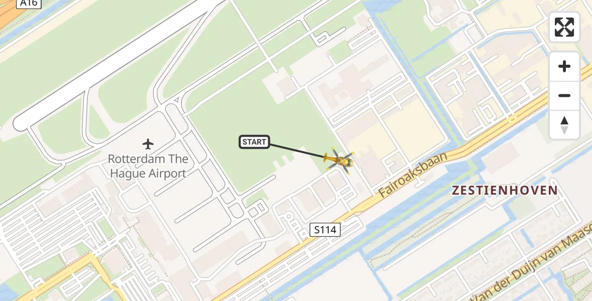 Vluchtroute Traumahelikopter Rotterdam The Hague Airport - Rotterdam The Hague Airport, 09 januari 2024, 11:57