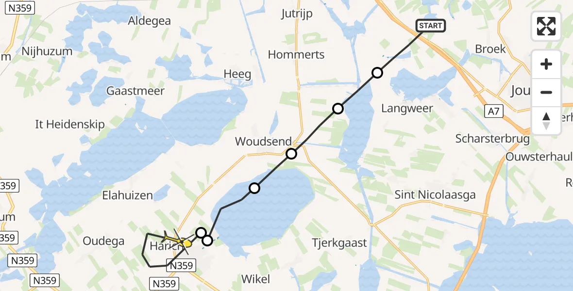 Routekaart van de vlucht: Ambulanceheli naar Harich