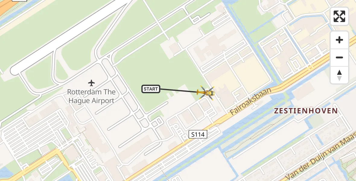 Vluchtroute Traumahelikopter Rotterdam The Hague Airport - Rotterdam The Hague Airport, 09 januari 2024, 14:15