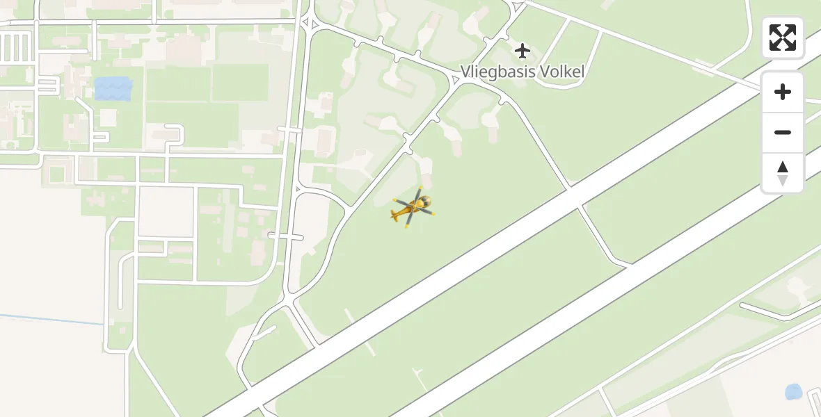 Vluchtroute Traumahelikopter van Vliegbasis Volkel naar Vliegbasis Volkel