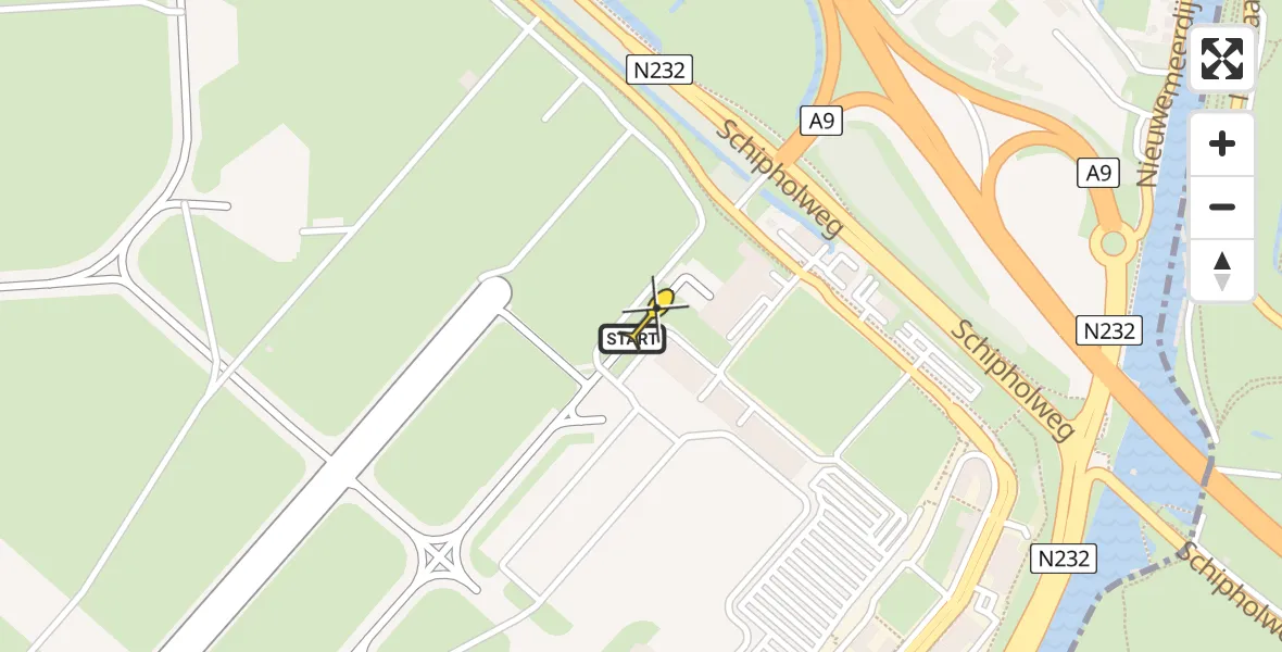 Vluchtroute Politiehelikopter van Schiphol naar Schiphol