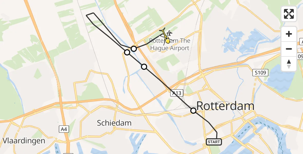 Routekaart van de vlucht: Lifeliner 2 naar Rotterdam The Hague Airport