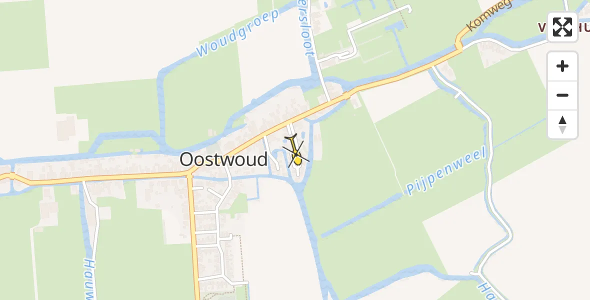 Routekaart van de vlucht: Ambulancehelikopter naar Oostwoud