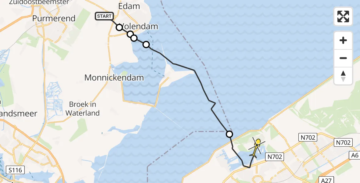 Routekaart van de vlucht: Ambulancehelikopter naar Almere