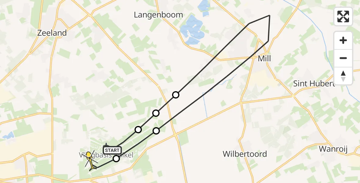 Routekaart van de vlucht: Lifeliner 3 naar Vliegbasis Volkel