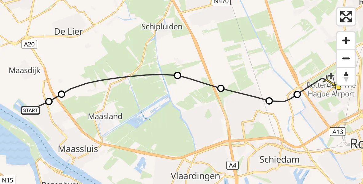 Routekaart van de vlucht: Lifeliner 2 naar Rotterdam The Hague Airport