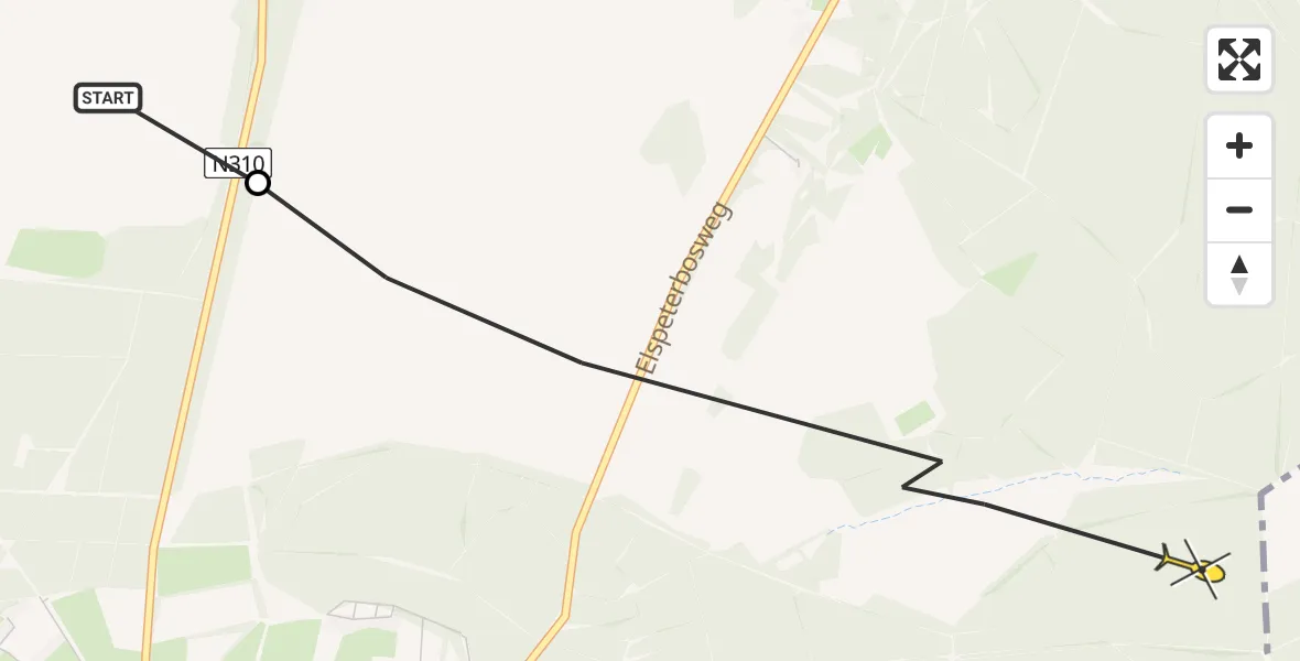 Routekaart van de vlucht: Ambulancehelikopter naar Vierhouten