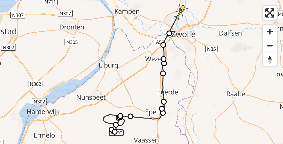 Routekaart van de vlucht: Ambulanceheli naar Hasselt