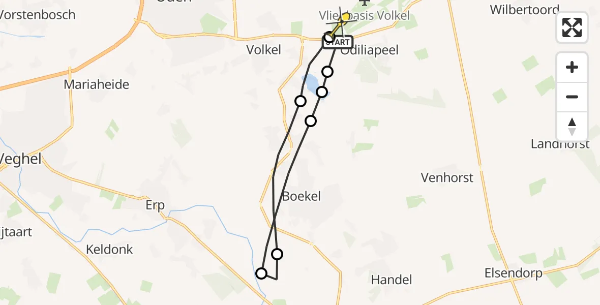 Routekaart van de vlucht: Lifeliner 3 naar Vliegbasis Volkel