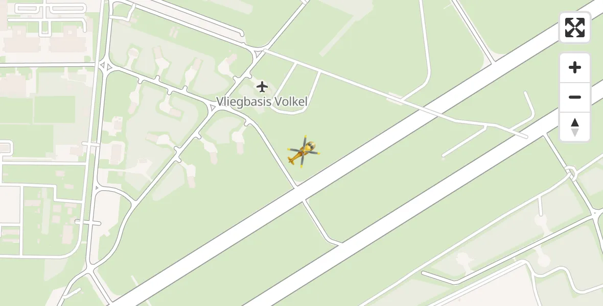 Vluchtroute Traumahelikopter van Vliegbasis Volkel naar Vliegbasis Volkel