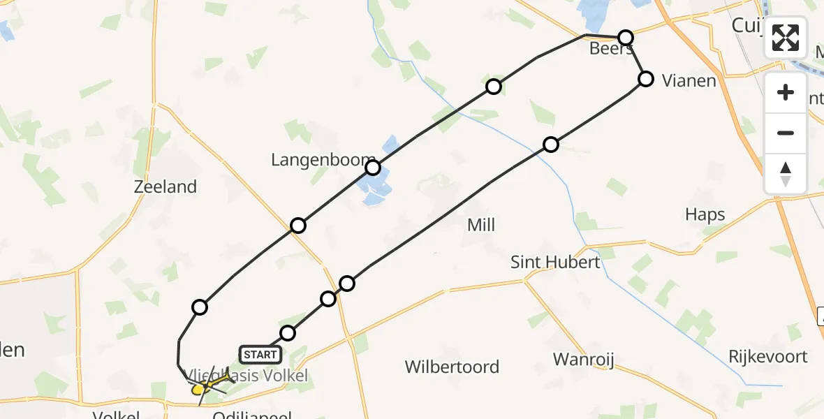 Routekaart van de vlucht: Lifeliner 3 naar Vliegbasis Volkel