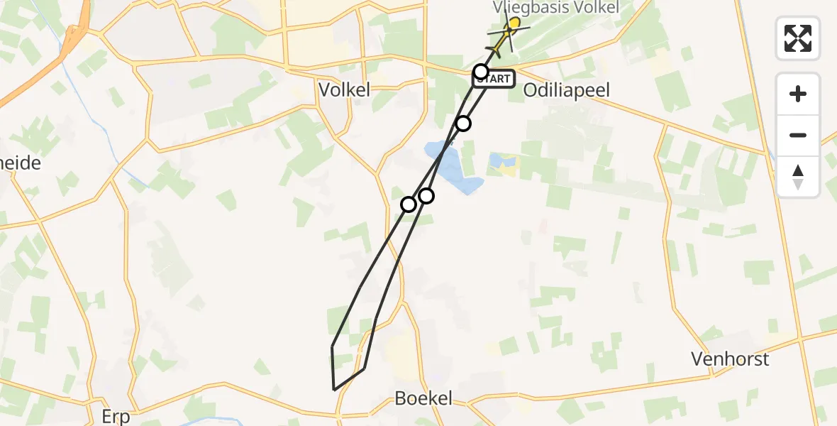 Routekaart van de vlucht: Lifeliner 3 naar Vliegbasis Volkel