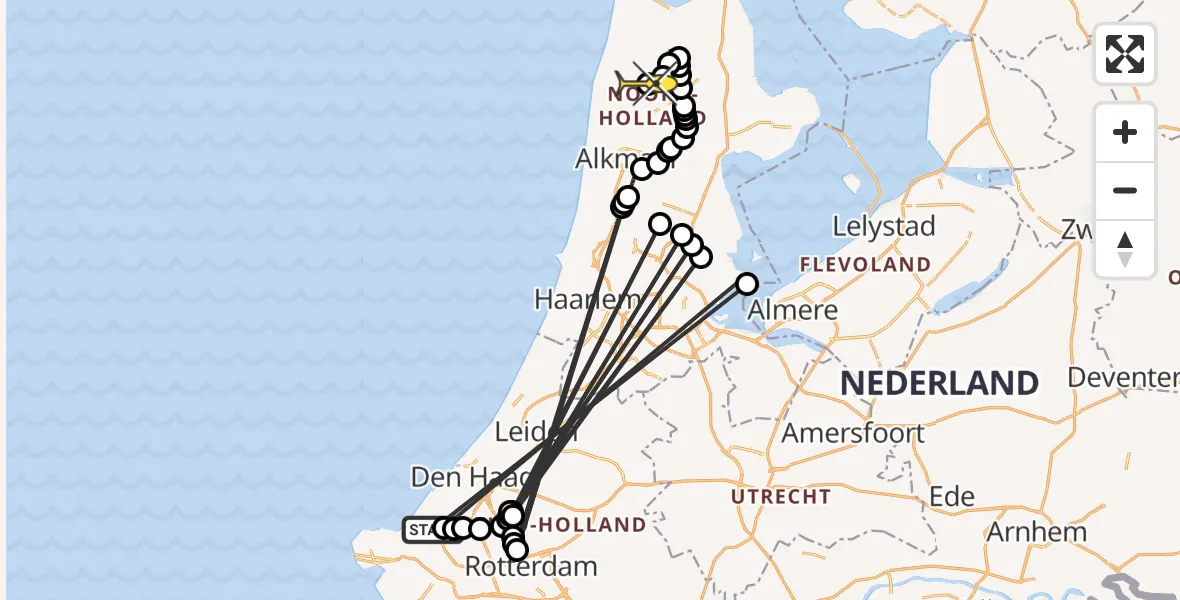 Routekaart van de vlucht: Politieheli naar Dirkshorn