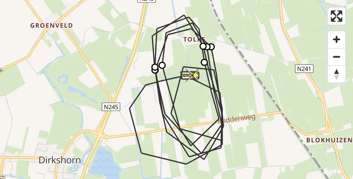 Routekaart van de vlucht: Politiehelikopter naar Dirkshorn